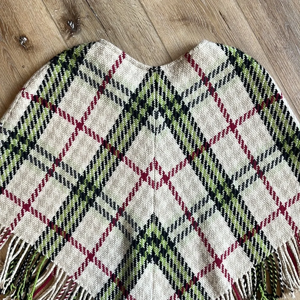 BURBERRY London Cashmere Wool Plaid Fringe Poncho - Picture 7 of 9